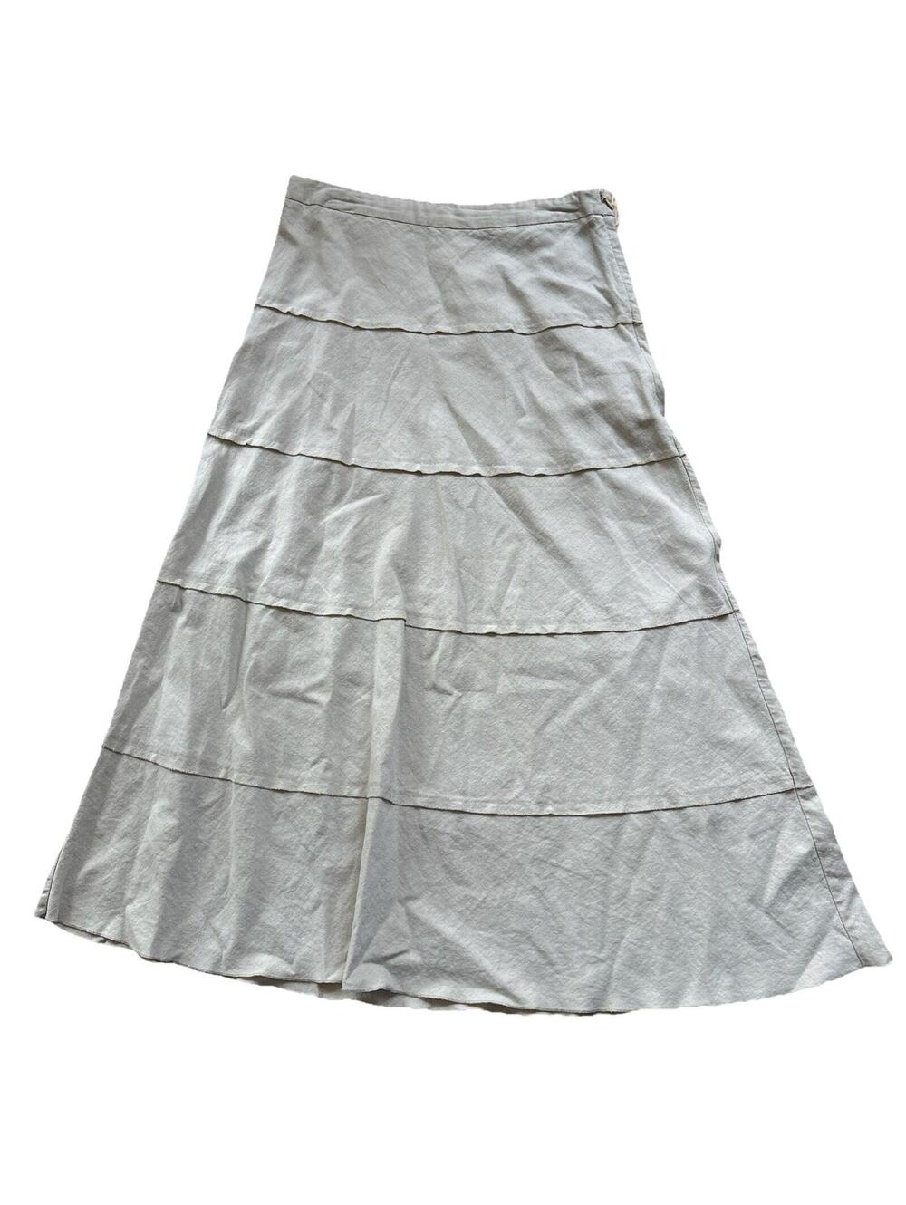Westport 1962 Tiered Skirt Women’s Sz 10 Linen Blend Beige Classic Career Casual